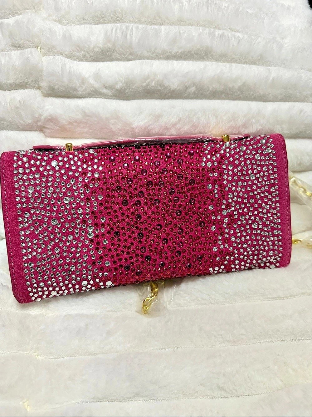 Rhinestone Clutch in Pink & Silver Like New